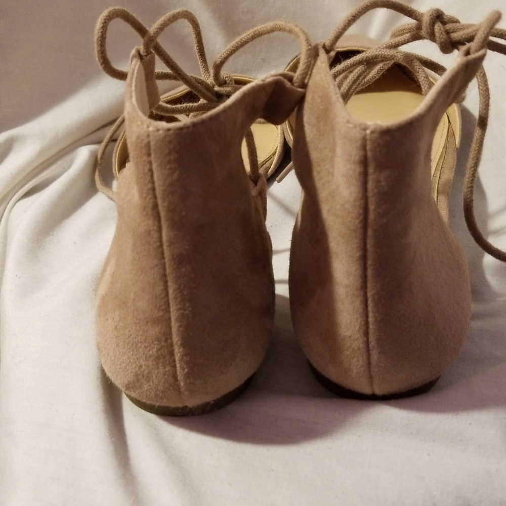 Jessica Simpson Zeena ghillie flats 9 M nude suede - Picture 5 of 8